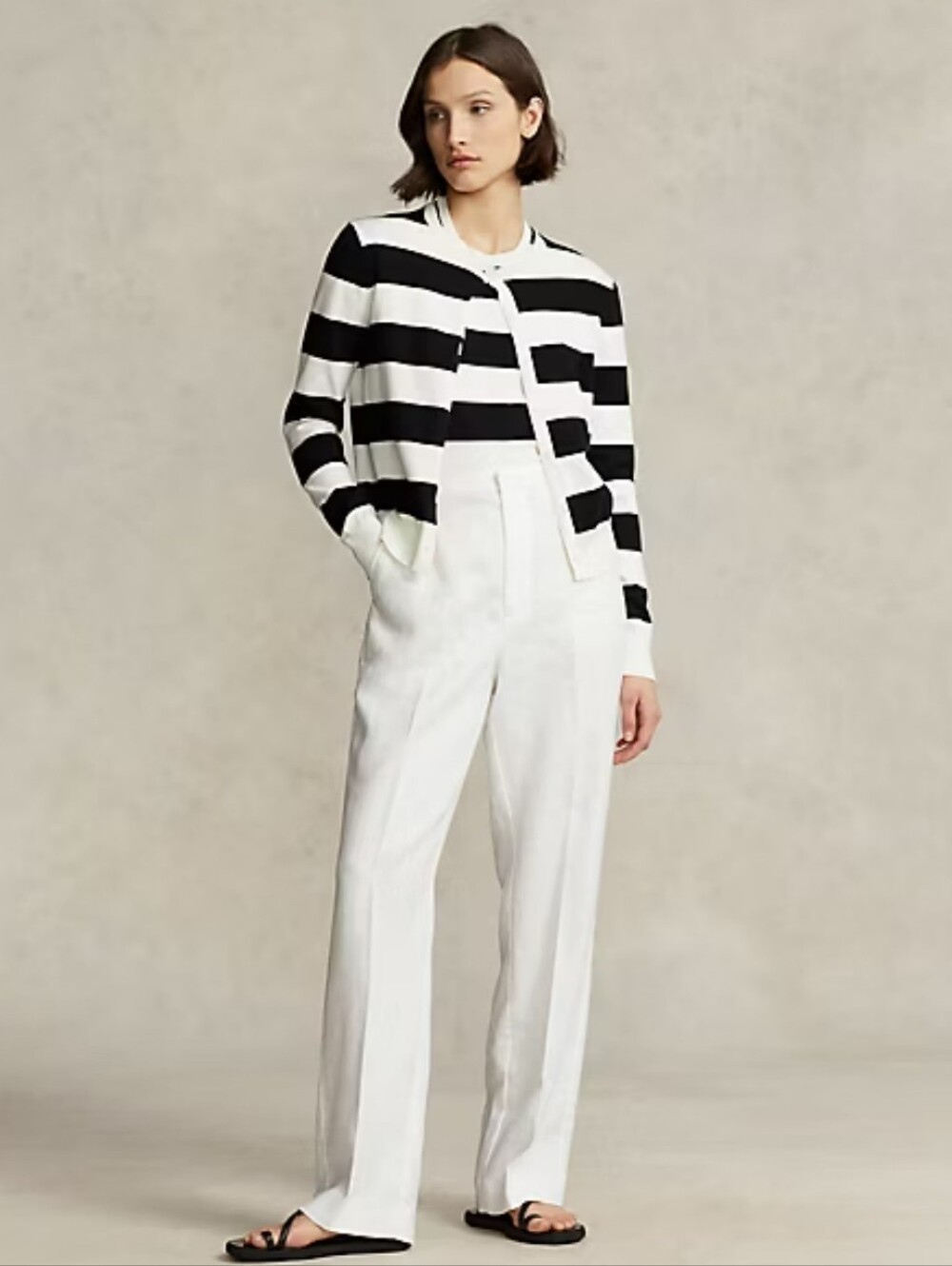 Polo Ralph Lauren White 100% Linen Wide Leg Pants Size 6